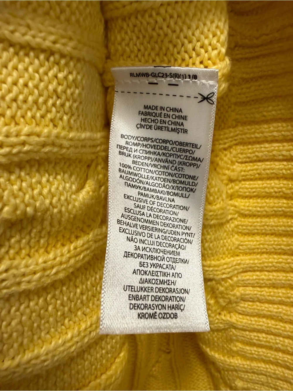 Polo Ralph Lauren Yellow Cable Knit Crewneck Sweater with Classic Blue Pony Logo